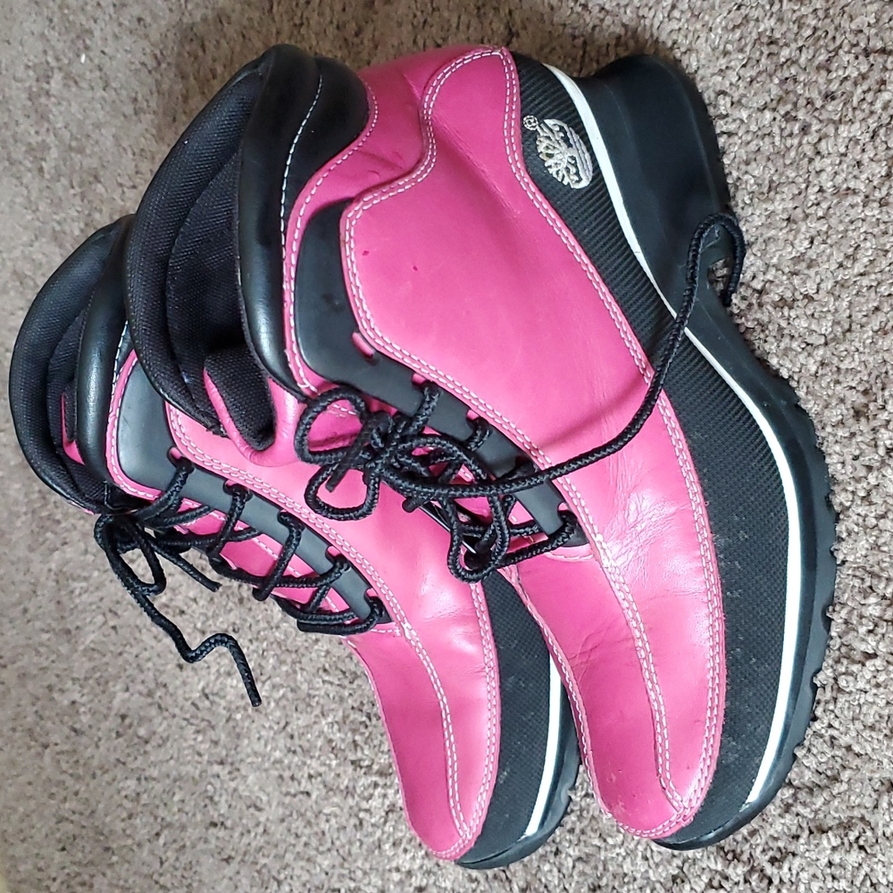 Timberland Pink and Black Women's Ankle Boots